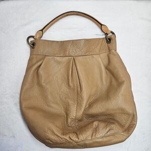 J.Crew Tan Pebbled Leather Hobo Shoulder Bag Handbag Slouchy Purse